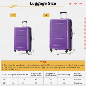 English Elm 2 Piece Abs Hard Shell Spinner Luggage Set with Tsa Lock Expandable Suitcases Purple N732P198745I