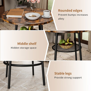 English Elm Bar 3-Piece Dining Set with Stools and Backrests, MDF & Metal Farmhouse Design, Space-Saving Pair Brown W57868878