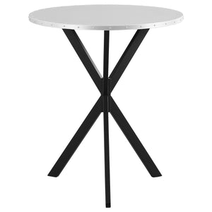 English Elm Fitz Riveted Silver Galvanized Steel Bistro Bar Table with V-Style Base and Contrasting Black Accents B062P378324