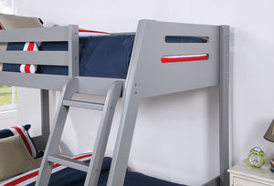 English Elm Transitional Twin-Over-Full Bunk Bed In Gray Finish With Underbed Drawers & Reversible Ladder B2741S00268-GIGA