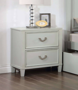 English Elm Transitional Nightstand with Dovetail Drawers and Chrome Pulls — Solid Wood Molding Accent, Smooth Glides Gray 22 L x 22 W x 20 H B2741P406256