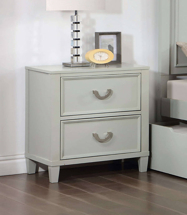 English Elm Transitional Nightstand with Dovetail Drawers and Chrome Pulls — Solid Wood Molding Accent, Smooth Glides Gray 22 L x 22 W x 20 H B2741P406256
