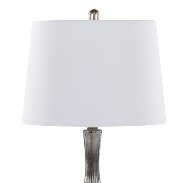 English Elm Jenny Crackle Glass Table Lamp Set with Gold Hardware and Linen Shade for Bedrooms B202P224038