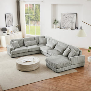 English Elm 101.2" Modular Chenille Sectional Sofa with Tufted Cushions and Deep Seating for Living Room N719S001691E