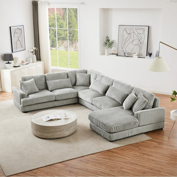 English Elm 101.2" Modular Chenille Sectional Sofa with Tufted Cushions and Deep Seating for Living Room N719S001691E