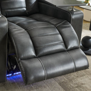 English Elm P42 Power Recliner with Led Lighting Wireless Charging and Faux Leather Home Theater Seat W1805P211241