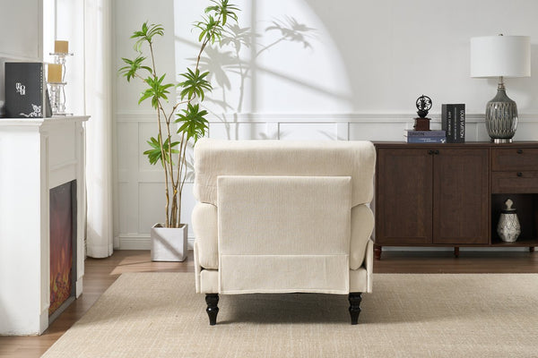 English Elm Modern Chaise Lounge with Plush High-Resilience Cushion and Solid Wood Frame for Durable Comfort White W2120P296384