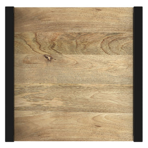 English Elm Riverside Handcrafted Mango Wood Bedside Table with Black Metal Frame, Drawer & Open Storage — Natural Finish B136P203433