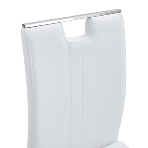 English Elm Set of 2 Gloss Pu Bow-back Dining Chairs with Ergonomic Curved Support for Modern Lofts White W1512P491841
