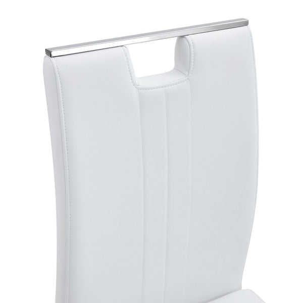 English Elm Set of 2 Gloss Pu Bow-back Dining Chairs with Ergonomic Curved Support for Modern Lofts White W1512P491841