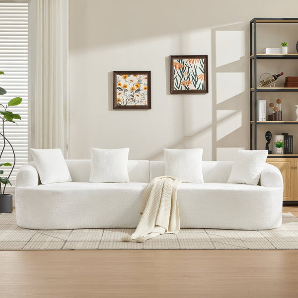 English Elm Curved Chenille Loveseat with Memory Foam Cushions for Compact Living Spaces Beige W2915S00083