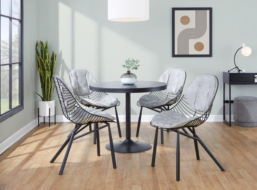 English Elm Chair Set of 2 Industrial Modern Black Metal Frame with Faux Leather Dining Seats B202P471345