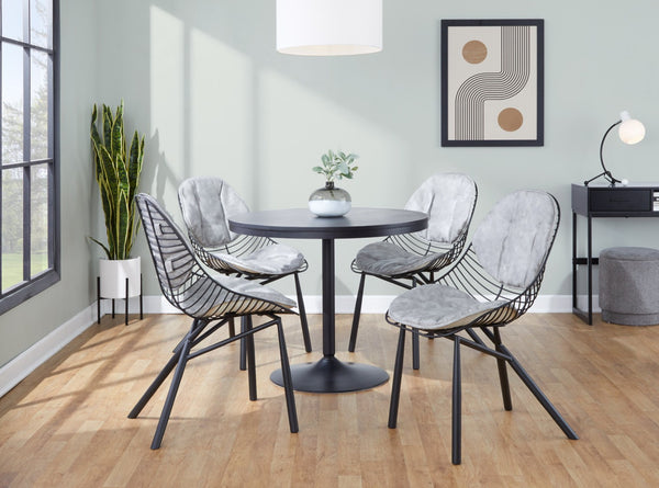 English Elm Chair Set of 2 Industrial Modern Black Metal Frame with Faux Leather Dining Seats B202P471345