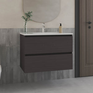 English Elm Bathroom Cabinet Opalo Black — Modern MDF Wall Storage with Two Shelves & Open Compartment for Organizing essentials comfortably and stylishly B070P316867