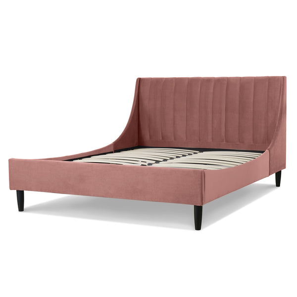 English Elm Jennifer Taylor Home - Aspen Vertical Tufted Headboard Platform Bed Set - Queen Ash Rose Velvet For Luxurious Comfort & Style B2719P238509