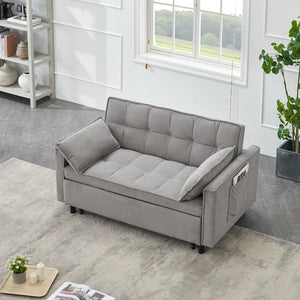 English Elm 54.30-inch Modern Two-Seat Sofa Bed with Pull-Out, Solid Wood Frame, Sponge Cushions, 500lb Capacity Gray W1658P176558