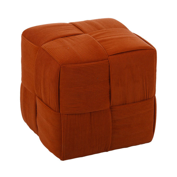 English Elm Ottoman Plush Corduroy Round Footrest Stool with High‑Resilience Foam, Sturdy MDF Frame, Versatile Use Brown W3851P369738