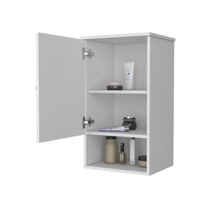 English Elm Carrizo Recessed Medicine Cabinet White Melamine with Door, 2 Shelves + Open Bottom Shelf, 28.6"H B128P237145
