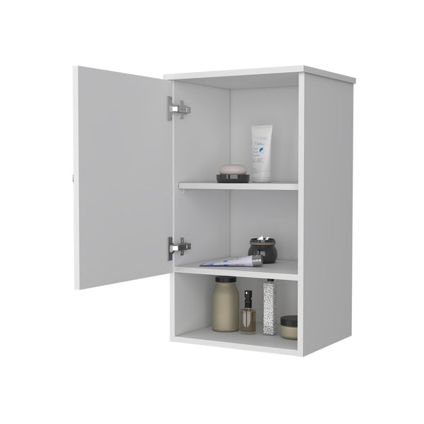 English Elm Carrizo Recessed Medicine Cabinet White Melamine with Door, 2 Shelves + Open Bottom Shelf, 28.6"H B128P237145