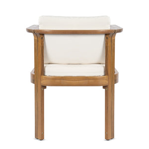 English Elm Outdoor Acacia Wood Dining Chairs Set of 4 Curved Arms Cushioned Patio Seating Cream,Teak N768P372905L_4