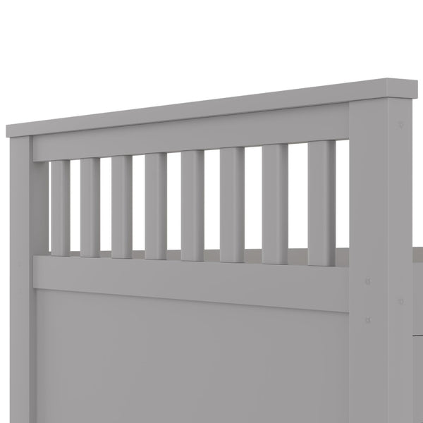 English Elm Twin Captain Platform Bed with Bookcase Headboard Four Drawers Pine Mdf Frame Gray GX001828AAE-1