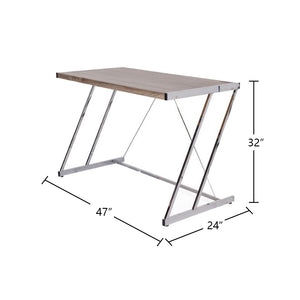 English Elm Rectangular Rustic Industrial Writing Desk with Metal Frame, 2-Tier Open Shelves for Storage and PC Ancient Oak,Chrome B016P312652