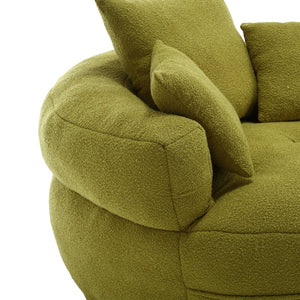 English Elm COOLMORE Chenille Sponge circular sleeper chair with removable washable cover, plush pillows & space-saving design Olive Green W1539P312251