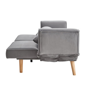 English Elm 72.8" Velvet Futon Sleeper Sofa Split Back Reclining Couch for Apartments and Guest Rooms Gray W1669P364128