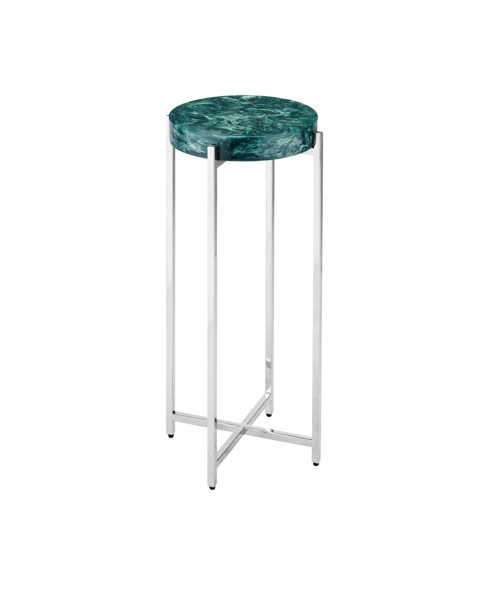Currey & Company Rina Teal Drinks Table – Elegant Artisan Crafted Design With Stunning Organic Pattern And Metal Frame Blue Composite ,Stainless Steel 4000-0227-currey-company