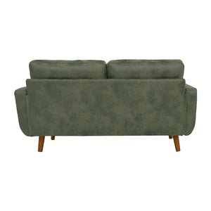 English Elm 65-inch Two Seat Sofa Breathable Foil Fabric Diamond Quilted Back Solid Wood Legs Olive Green W5568P478817