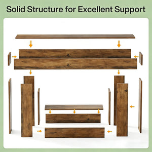 English Elm Practical Geometric Console Table with Matte Black Wood Grain Finish for Entryway or Sofa Rustic Brown T3971P454034