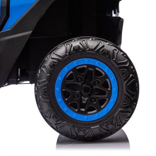 English Elm 24v Two Seat Kids Electric Utv with Parental Remote Suspension Off Road Ride On Blue W1578P184799