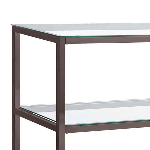 English Elm Weston Black Nickel 2-Shelf Glass Top Console Table - Elegant Entryway Storage, Sleek Metal & Glass Design B062P328648