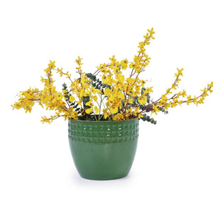 English Elm Set Of 3 Ceramic Flowerpots - Handcrafted Antique Green Planters For Modern Home & Garden Decor W3273P321483-GIGA