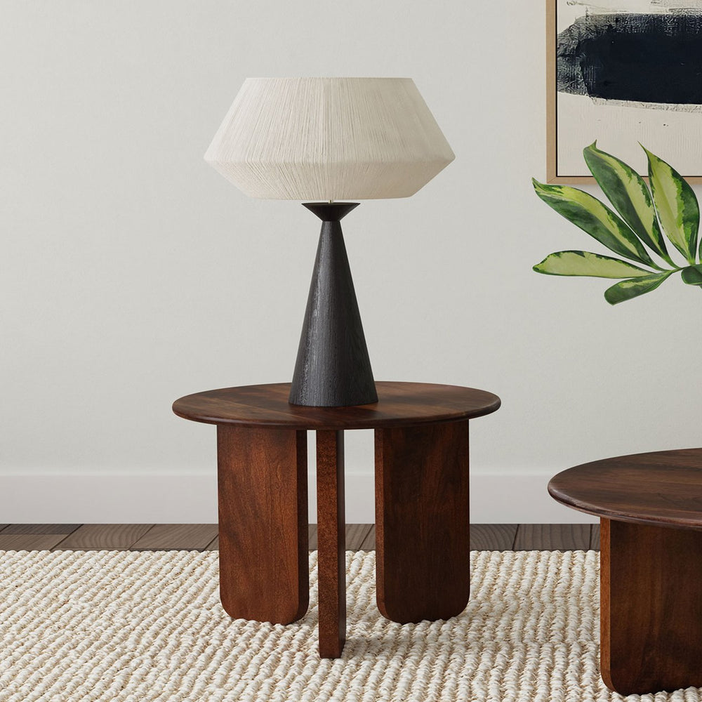 English Elm Columbo Brown Round End Table - Rustic Charm Meets Modern Design For Versatile Living Room Decor B062P375425