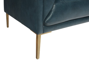 Sunpan Westin Sofa - Timeless Elegance with Diamond Tufting and Antique Brass Feet for Stylish Living Spaces Vintage Peacock Leather