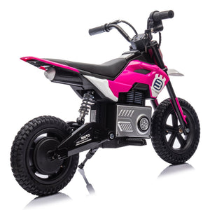 English Elm 24v Kids Electric Motocross Motorcycle 200w Hub Motor Suspension Led Bluetooth Audio Pink W1578P225049