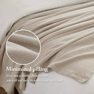 English Elm 1-piece King Cotton Woven Blanket Oeko-tex Certified Lightweight Layering Bedding Beige B035P408741