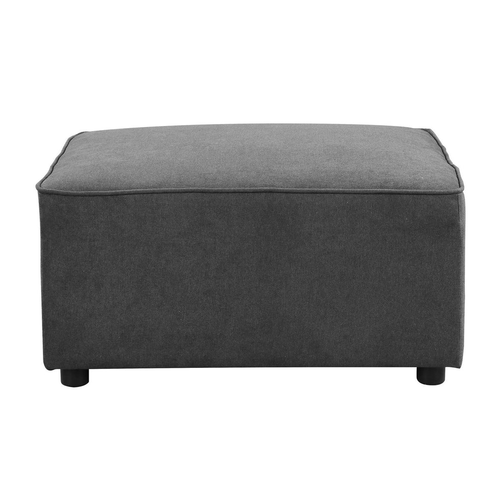 English Elm Grey Ottoman Rectangular with Pocketed Coil Seat, Contemporary Soft Gray Upholstery, Durable Support B062P191061