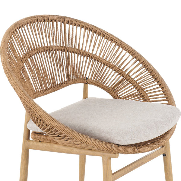 English Elm Christopher Knight Home® - Cyril Handwoven Outdoor Wicker Papasan Dining Chair Set of 2 with Water‑Resistant Cushions, UV‑Safe Beige,Light Brown,Teak N775P271975B