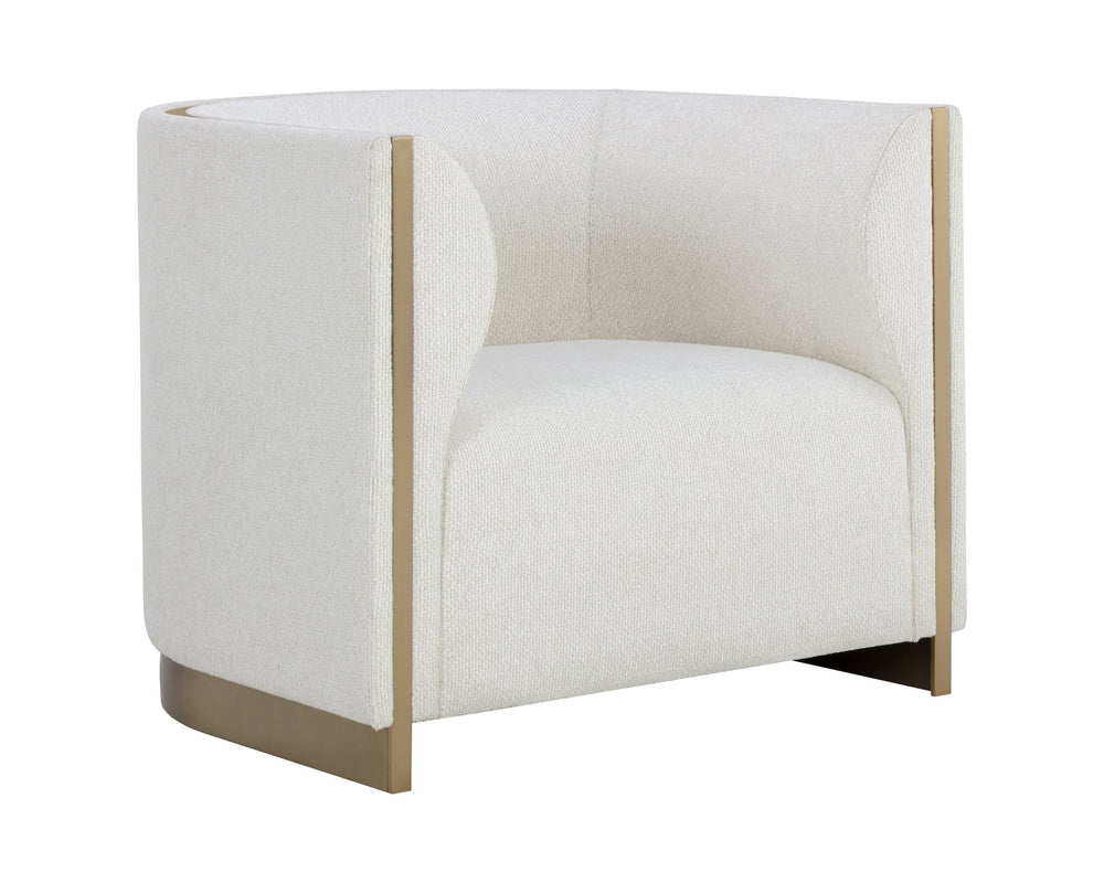Sunpan Larron Armchair - Rhea Light Barley with Gold Stainless Steel Base for Indoor/Outdoor Elegance