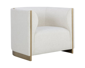 Sunpan Larron Armchair - Rhea Light Barley with Gold Stainless Steel Base for Indoor/Outdoor Elegance