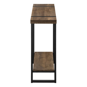 English Elm Accent Rustic Console Table 47.25" x12" Brown Laminate with Lower Shelf and Black Metal Legs - Modern Farmhouse B2710P219143