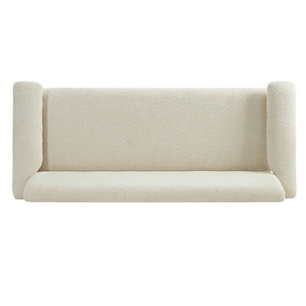English Elm Modern Berber Fleece 2 Seat Loveseat Rubberwood Base Plush Armrest Couch for Apartments N763S000050A