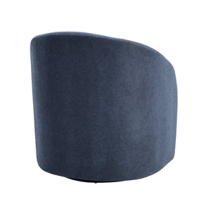English Elm Blue Boucle Swivel Barrel Chair with Solid Wood Frame, 360° Metal Base, Plush Foam Over Coils, No Assembly Required B011P305078