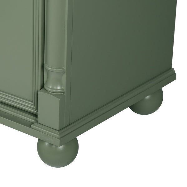 English Elm 27.8" Mid-century Freestanding Bathroom Vanity with Ceramic Sink Drawer and Wood Base Green W1801S00007