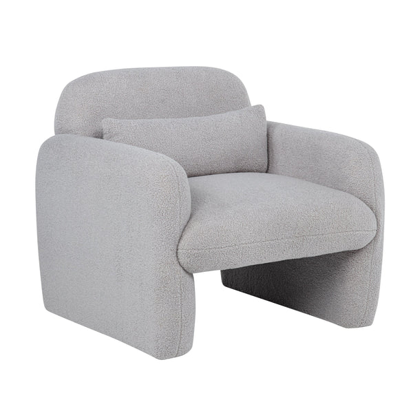 English Elm Stylish Teddy Fleece Single Sofa Chair with Arms and Pillow, Cozy Accent Armchair for Living Room Gray 30 L x 24.75 W x 24 H W1716P196466