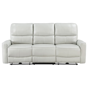 English Elm Ashland Dove Grey Leatherette Power Reclining Sofa with USB Port, Plush Attached Cushions, Modern Comfort (94) B062P353259