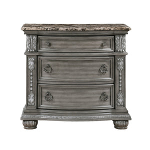 English Elm Traditional Rachelle Nightstand with 3 Drawers Weathered Pecan Finish Turned Feet Metal Drop Hardware Gray 37.25 L x 22.25 W x 33.5 H B011P186803