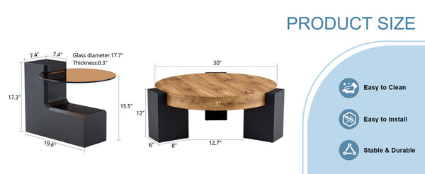 English Elm The Two Tier Detachable Mdf Coffee Table for Flexible Modern Living Room Style W1151P184838